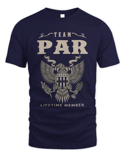 PAR TP06-K82 – Personalized Classic Style Apparel “Team NAME Lifetime Member” - Unisex Standard T-Shirt - Navy