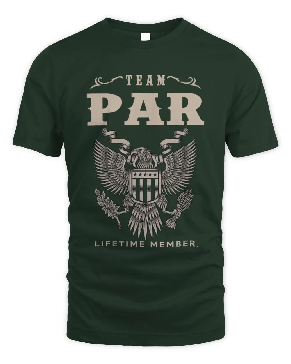 PAR TP06-K82 – Personalized Classic Style Apparel “Team NAME Lifetime Member” - Unisex Standard T-Shirt - Forest Green