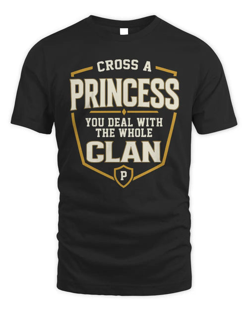 PRINCESS NT1-K008 Cross A/An NAME, You Deal With the Whole Clan | Personalized Vintage T-Shirt - Unisex Standard T-Shirt - Black