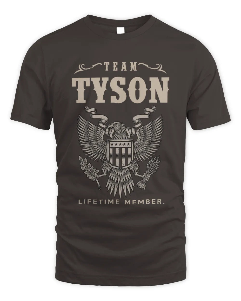 TYSON TP06-K82 – Personalized Classic Style Apparel “Team NAME Lifetime Member” - Unisex Standard T-Shirt - Dark Chocolate