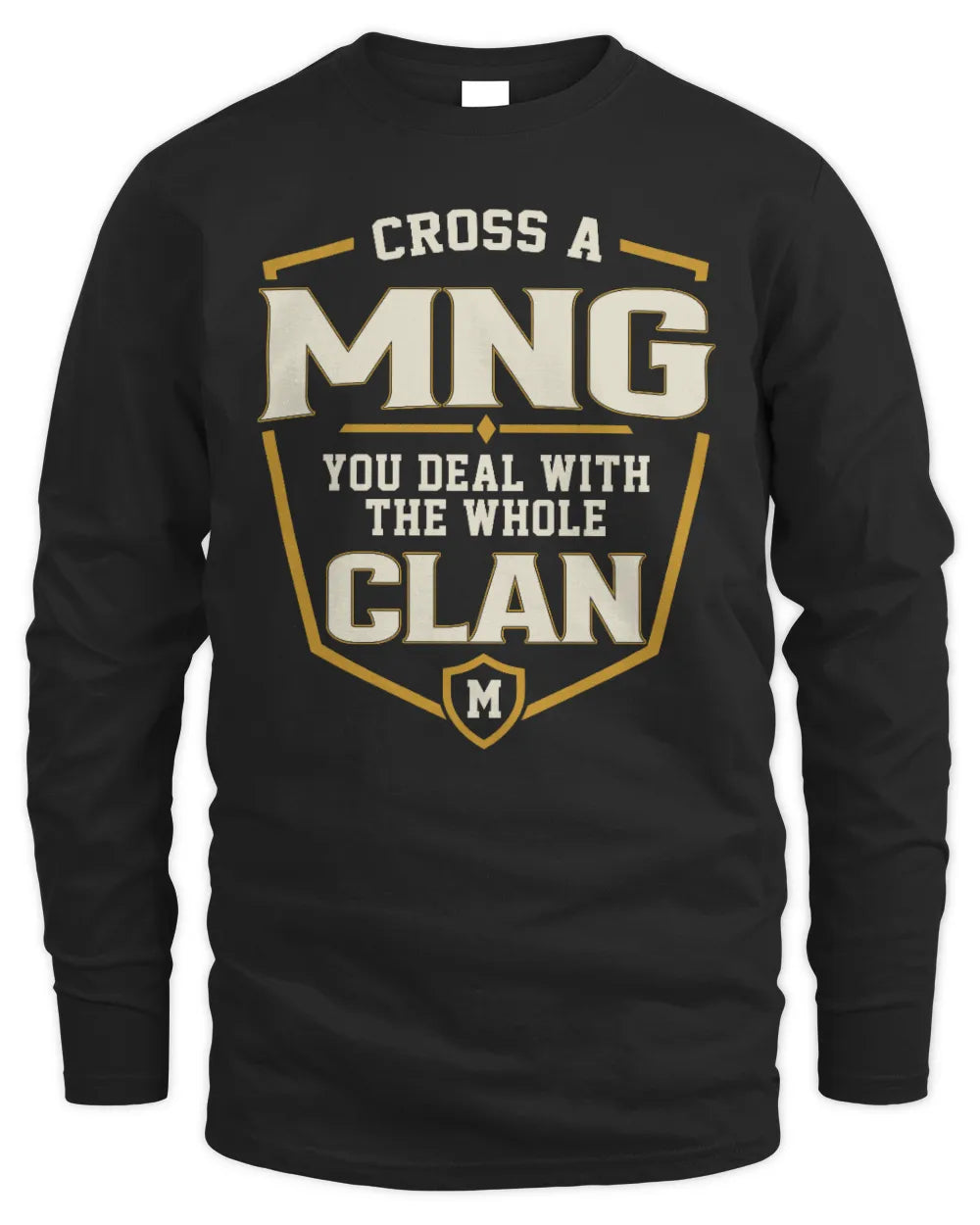 MNG NT1-K008 Cross A/An NAME, You Deal With the Whole Clan | Personalized Vintage T-Shirt - Men's Long Sleeved T-Shirt - Black