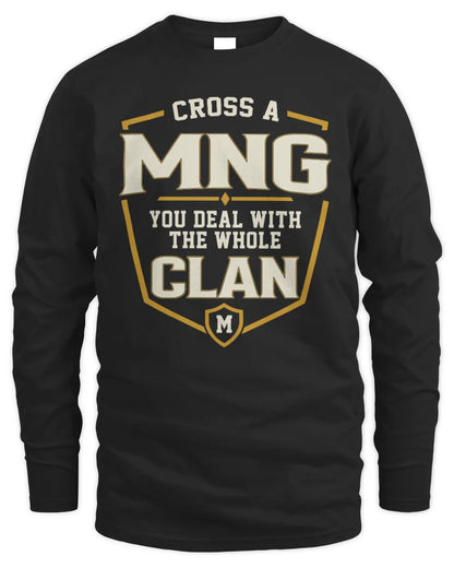 MNG NT1-K008 Cross A/An NAME, You Deal With the Whole Clan | Personalized Vintage T-Shirt - Men's Long Sleeved T-Shirt - Black