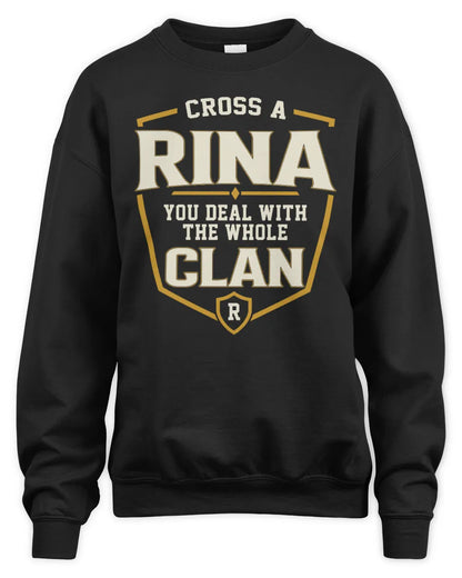 RINA NT1-K008 Cross A/An NAME, You Deal With the Whole Clan | Personalized Vintage T-Shirt - Unisex Sweatshirt - Black