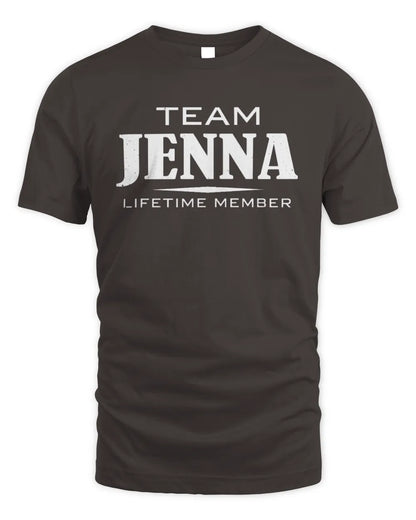JENNA BL62-K4-128 - Personalized “Team NAME Lifetime Member” - Unisex Standard T-Shirt - Dark Chocolate