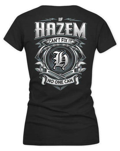 HAZEM AP81-K4-626 - Personalized Ahmed Quote Apparel “If Ahmed Can't Fix It, No One Can” - Women's V-Neck T-Shirt - Black