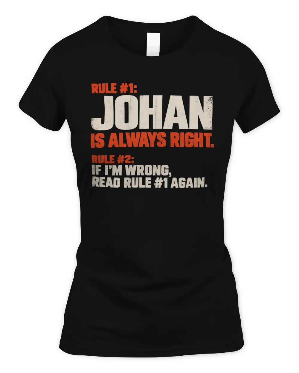 JOHAN NP1-H006 
Always Right Personalized Name T-Shirt – Funny Custom Name Shirt - Women's Standard T-Shirt - Black