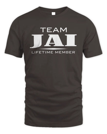 JAI BL62-K4-128 - Personalized “Team NAME Lifetime Member” - Unisex Standard T-Shirt - Dark Chocolate