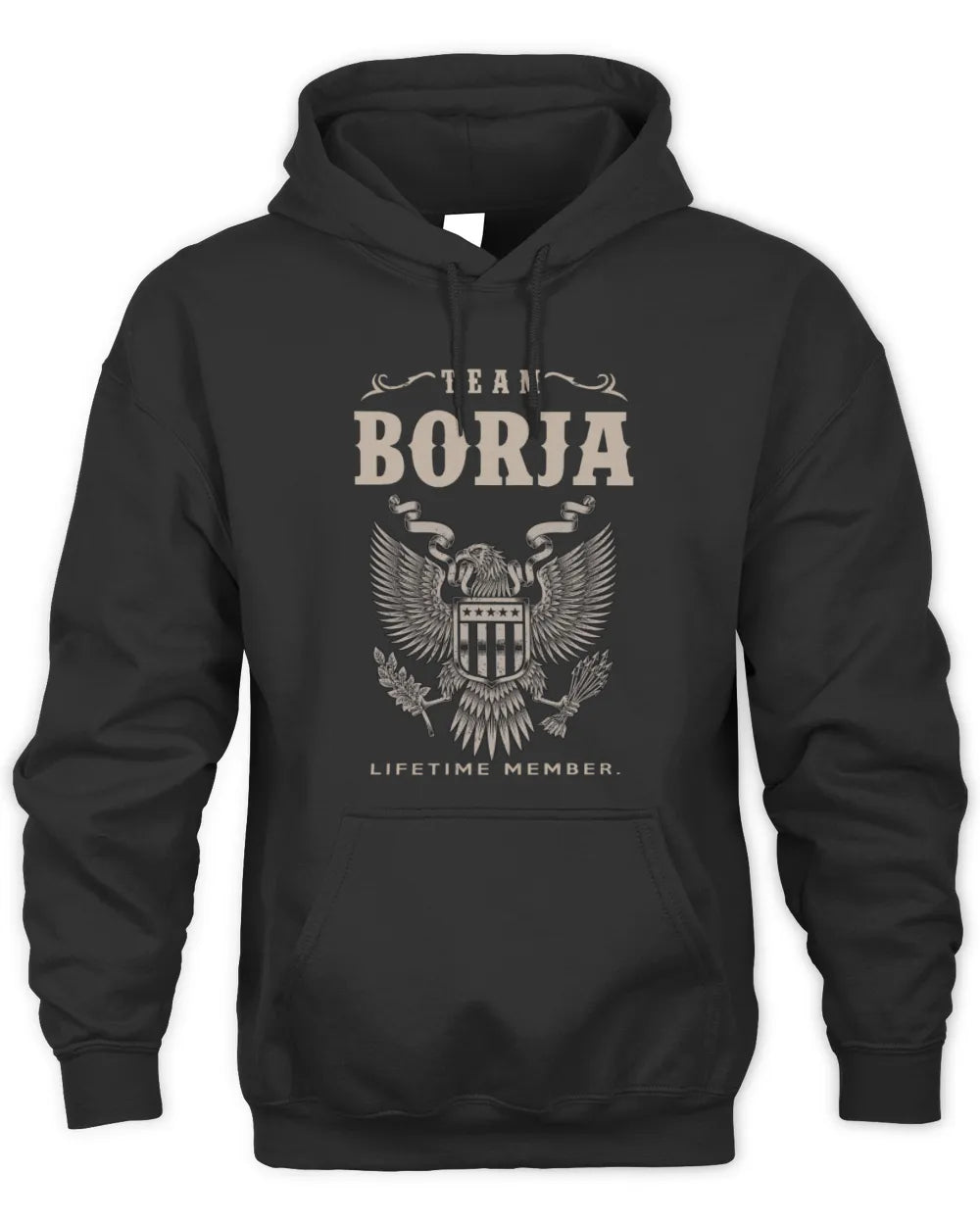 BORJA TP06-K82 – Personalized Classic Style Apparel “Team NAME Lifetime Member” - Unisex Hoodie - Black