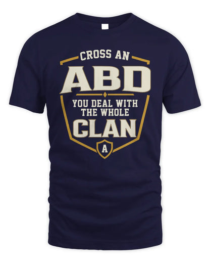 ABD NT1-K008 Cross A/An NAME, You Deal With the Whole Clan | Personalized Vintage T-Shirt - Unisex Standard T-Shirt - Navy