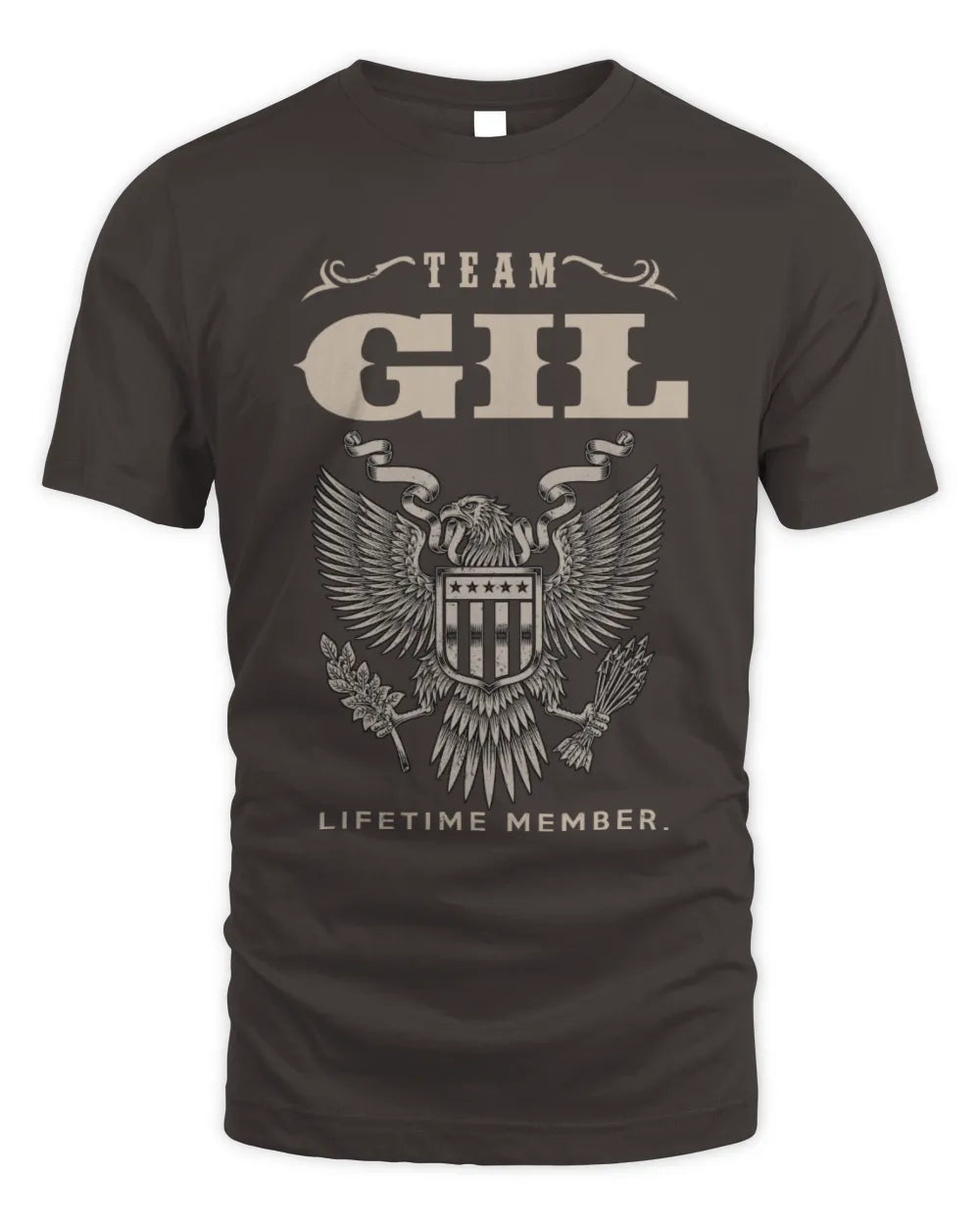 GIL TP06-K82 – Personalized Classic Style Apparel “Team NAME Lifetime Member” - Unisex Standard T-Shirt - Dark Chocolate