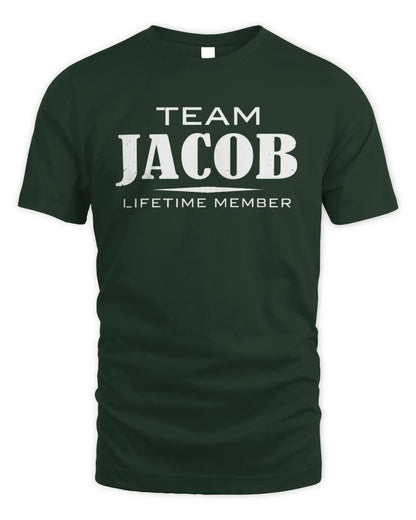 JACOB BL62-K4-128 - Personalized “Team NAME Lifetime Member” - Unisex Standard T-Shirt - Forest Green