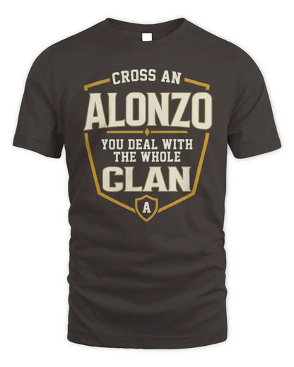 ALONZO NT1-K008 Cross A/An NAME, You Deal With the Whole Clan | Personalized Vintage T-Shirt - Unisex Standard T-Shirt - Dark Chocolate