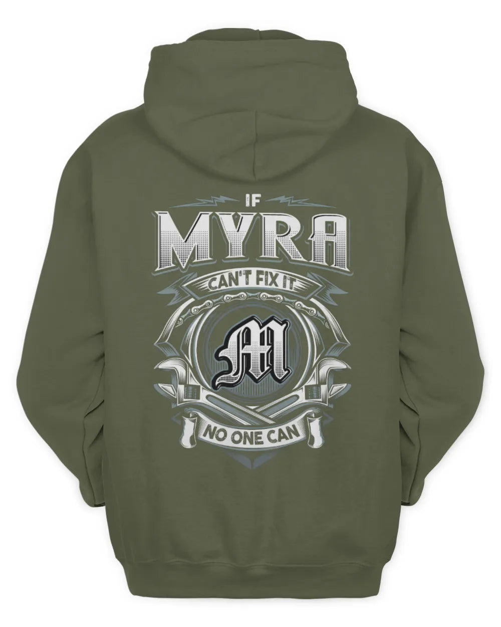 MYRA AP81-K4-626 - Personalized Ahmed Quote Apparel “If Ahmed Can't Fix It, No One Can” - Unisex Hoodie - Military Green