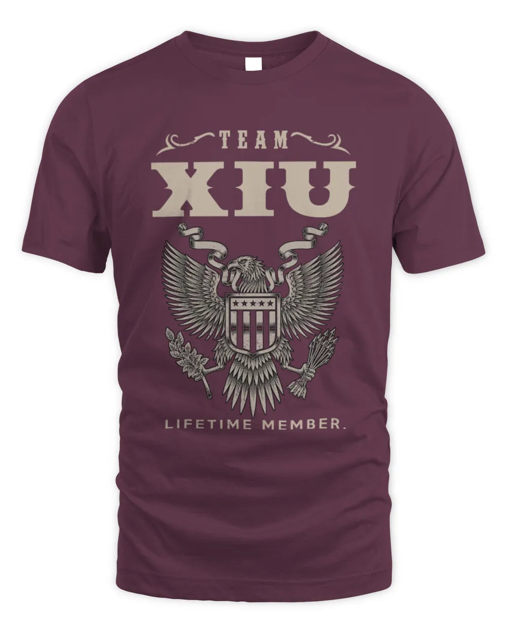 XIU TP06-K82 – Personalized Classic Style Apparel “Team NAME Lifetime Member” - Unisex Standard T-Shirt - Maroon