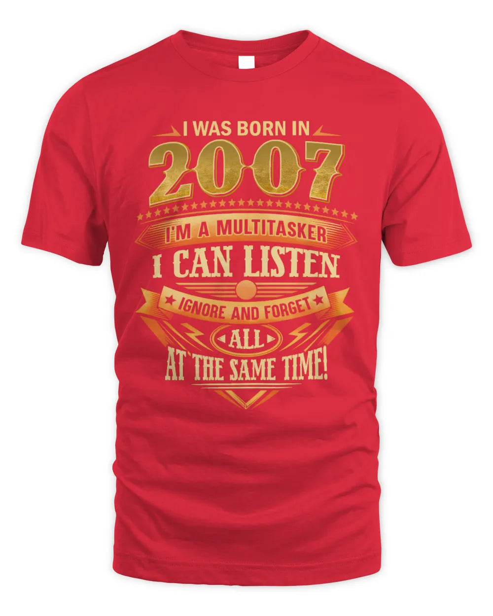 2007 HH89-K2 – Funny Birth Year Multitasker Quote T-Shirt - Unisex Standard T-Shirt - Red