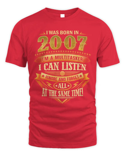 2007 HH89-K2 – Funny Birth Year Multitasker Quote T-Shirt - Unisex Standard T-Shirt - Red