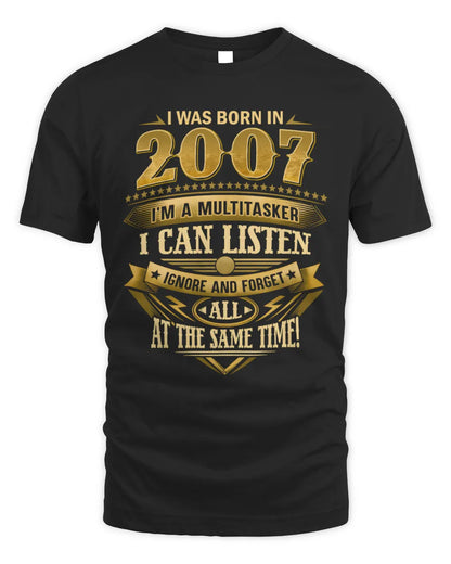 2007 HH89-K2 – Funny Birth Year Multitasker Quote T-Shirt - Unisex Standard T-Shirt - Black
