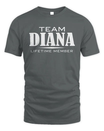 DIANA BL62-K4-128 - Personalized “Team NAME Lifetime Member” - Unisex Standard T-Shirt - Charcoal
