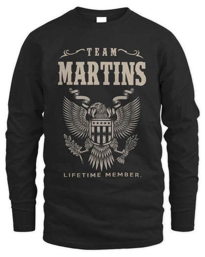 MARTINS TP06-K82 – Personalized Classic Style Apparel “Team NAME Lifetime Member” - Men's Long Sleeved T-Shirt - Black