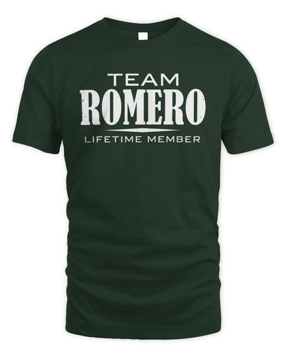 ROMERO BL62-K4-128 - Personalized “Team NAME Lifetime Member” - Unisex Standard T-Shirt - Forest Green