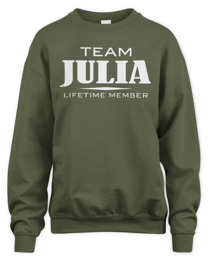 JULIA BL62-K4-128 - Personalized “Team NAME Lifetime Member” - Unisex Sweatshirt - Military Green