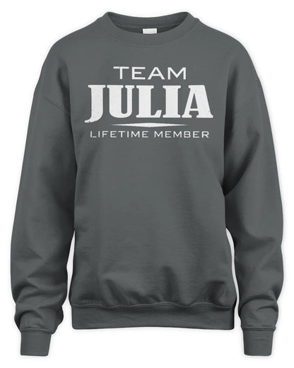 JULIA BL62-K4-128 - Personalized “Team NAME Lifetime Member” - Unisex Sweatshirt - Charcoal
