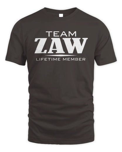 ZAW BL62-K4-128 - Personalized “Team NAME Lifetime Member” - Unisex Standard T-Shirt - Dark Chocolate