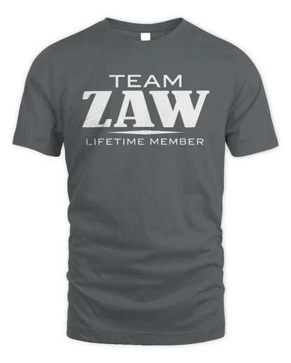 ZAW BL62-K4-128 - Personalized “Team NAME Lifetime Member” - Unisex Standard T-Shirt - Charcoal