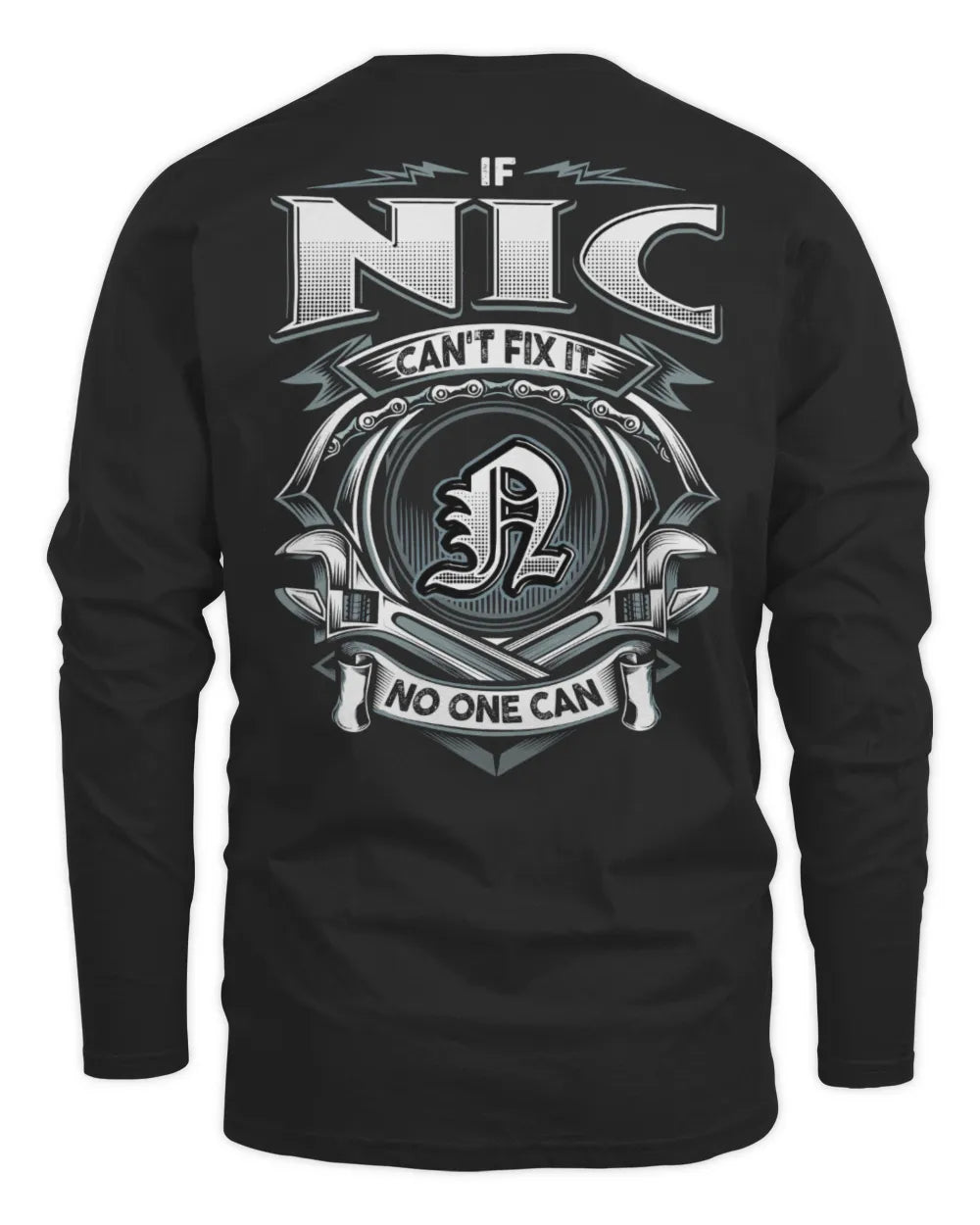 NIC AP81-K4-626 - Personalized Ahmed Quote Apparel “If Ahmed Can't Fix It, No One Can” - Men's Long Sleeved T-Shirt - Black