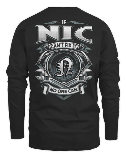 NIC AP81-K4-626 - Personalized Ahmed Quote Apparel “If Ahmed Can't Fix It, No One Can” - Men's Long Sleeved T-Shirt - Black
