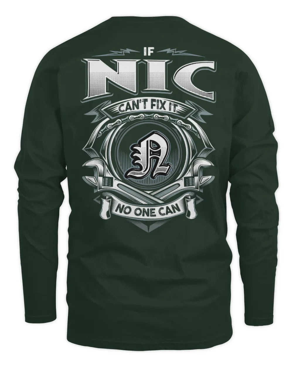NIC AP81-K4-626 - Personalized Ahmed Quote Apparel “If Ahmed Can't Fix It, No One Can” - Men's Long Sleeved T-Shirt - Forest Green