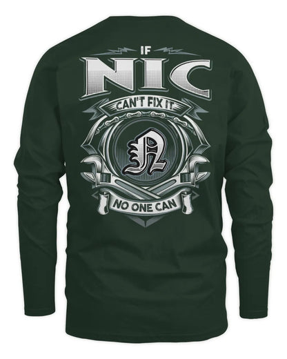 NIC AP81-K4-626 - Personalized Ahmed Quote Apparel “If Ahmed Can't Fix It, No One Can” - Men's Long Sleeved T-Shirt - Forest Green