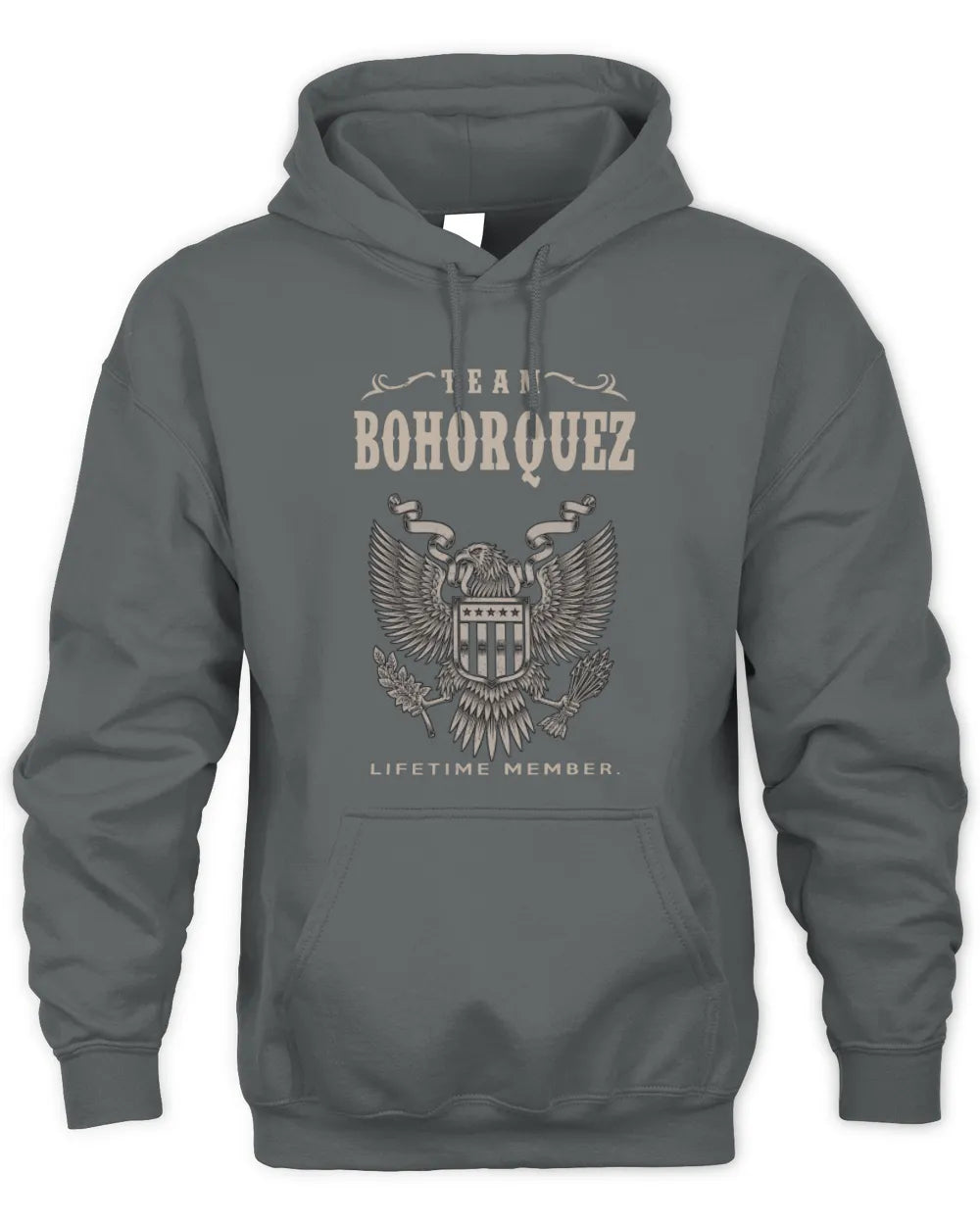 BOHORQUEZ TP06-K82 – Personalized Classic Style Apparel “Team NAME Lifetime Member” - Unisex Hoodie - Charcoal