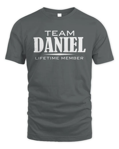 DANIEL BL62-K4-128 - Personalized “Team NAME Lifetime Member” - Unisex Standard T-Shirt - Charcoal