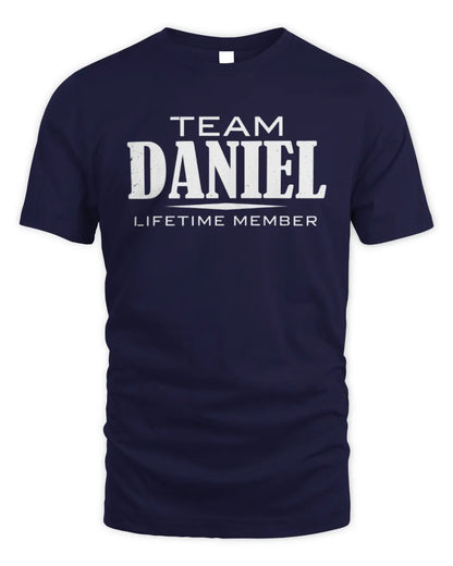 DANIEL BL62-K4-128 - Personalized “Team NAME Lifetime Member” - Unisex Standard T-Shirt - Navy