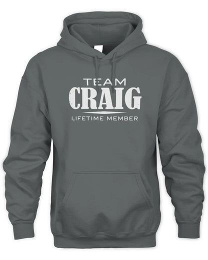 CRAIG BL62-K4-128 - Personalized “Team NAME Lifetime Member” - Unisex Hoodie - Charcoal