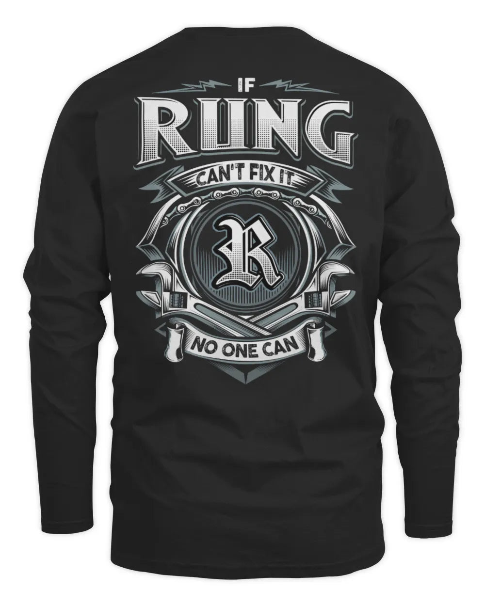 RUNG AP81-K4-626 - Personalized Ahmed Quote Apparel “If Ahmed Can't Fix It, No One Can” - Men's Long Sleeved T-Shirt - Black