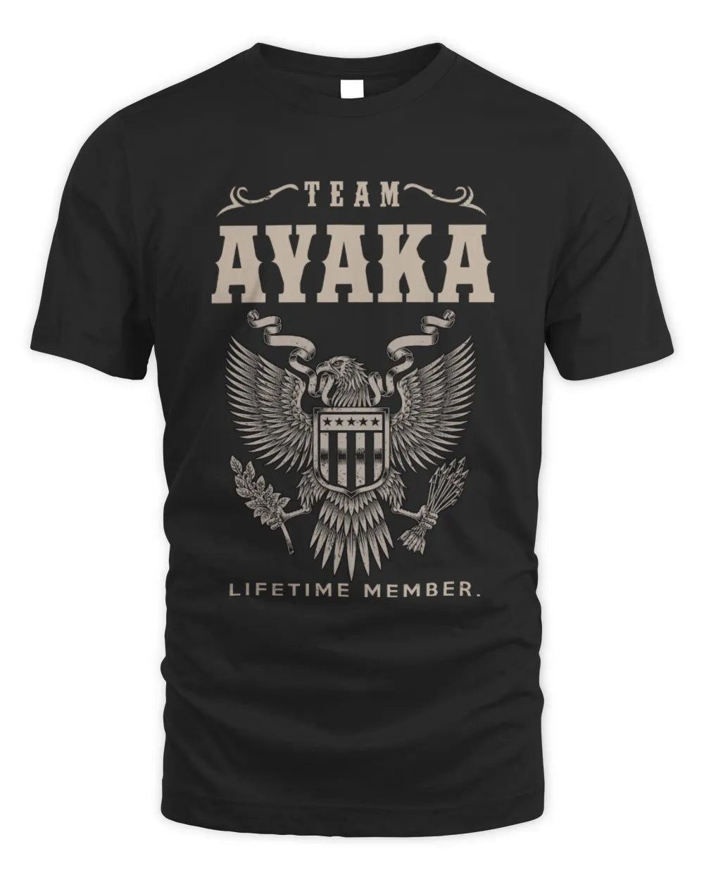 AYAKA TP06-K82 – Personalized Classic Style Apparel “Team NAME Lifetime Member” - Unisex Standard T-Shirt - Black