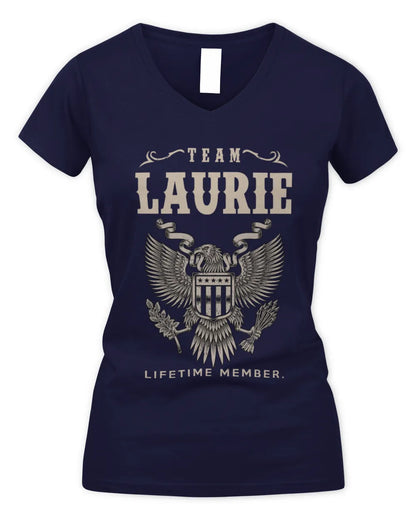 LAURIE TP06-K82 – Personalized Classic Style Apparel “Team NAME Lifetime Member” - Women's V-Neck T-Shirt - Navy