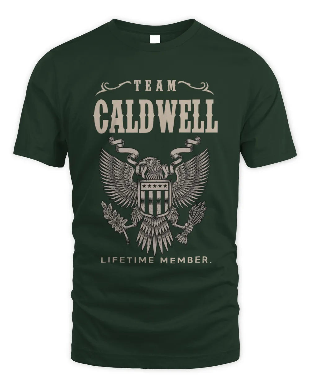 CALDWELL TP06-K82 – Personalized Classic Style Apparel “Team NAME Lifetime Member” - Unisex Standard T-Shirt - Forest Green