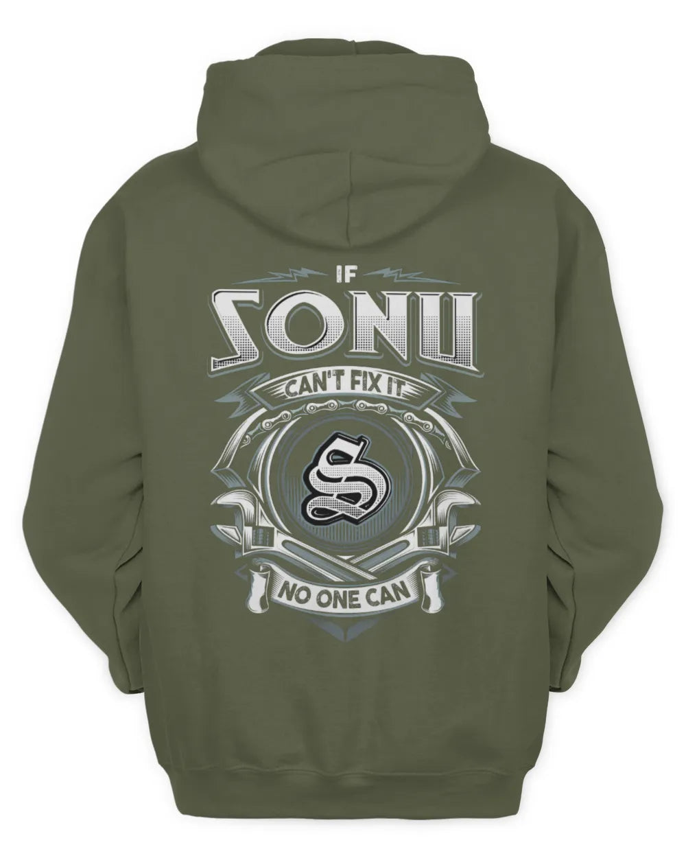 SONU AP81-K4-626 - Personalized Ahmed Quote Apparel “If Ahmed Can't Fix It, No One Can” - Unisex Hoodie - Military Green