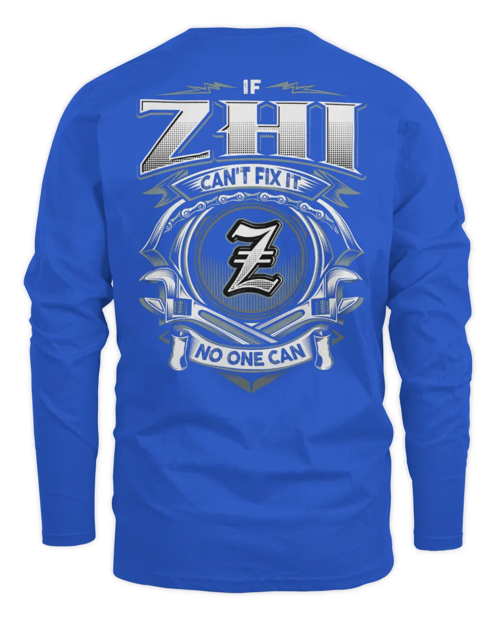 ZHI AP81-K4-626 - Personalized Ahmed Quote Apparel “If Ahmed Can't Fix It, No One Can” - Men's Long Sleeved T-Shirt - Royal