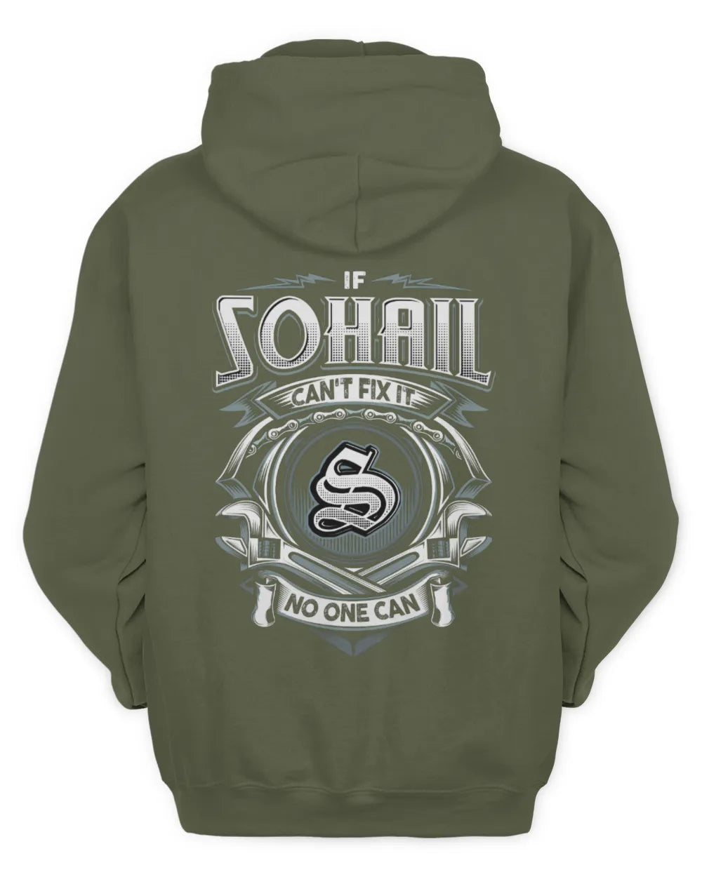 SOHAIL AP81-K4-626 - Personalized Ahmed Quote Apparel “If Ahmed Can't Fix It, No One Can” - Unisex Hoodie - Military Green