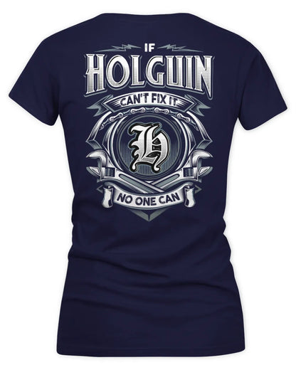 HOLGUIN AP81-K4-626 - Personalized Ahmed Quote Apparel “If Ahmed Can't Fix It, No One Can” - Women's V-Neck T-Shirt - Navy