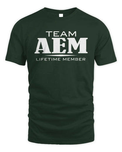 AEM BL62-K4-128 - Personalized “Team NAME Lifetime Member” - Unisex Standard T-Shirt - Forest Green