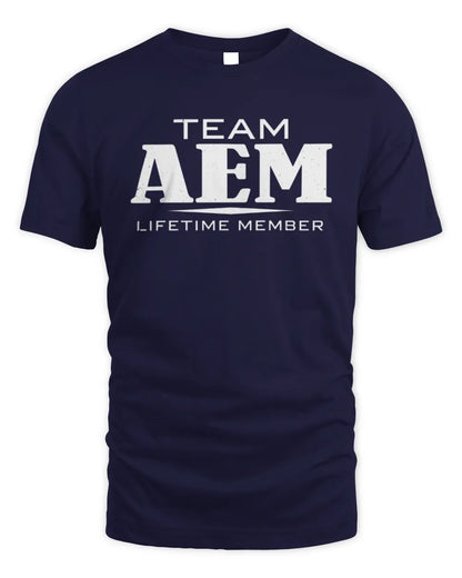 AEM BL62-K4-128 - Personalized “Team NAME Lifetime Member” - Unisex Standard T-Shirt - Navy