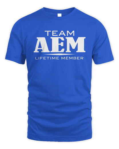 AEM BL62-K4-128 - Personalized “Team NAME Lifetime Member” - Unisex Standard T-Shirt - Royal