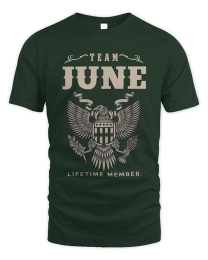 JUNE TP06-K82 – Personalized Classic Style Apparel “Team NAME Lifetime Member” - Unisex Standard T-Shirt - Forest Green