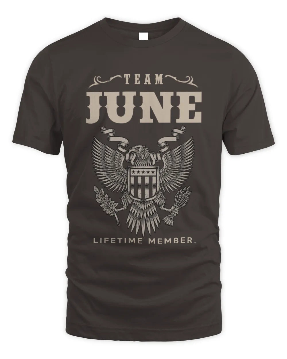 JUNE TP06-K82 – Personalized Classic Style Apparel “Team NAME Lifetime Member” - Unisex Standard T-Shirt - Dark Chocolate