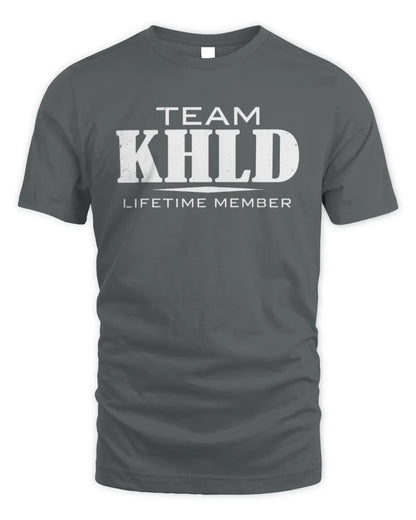 KHLD BL62-K4-128 - Personalized “Team NAME Lifetime Member” - Unisex Standard T-Shirt - Charcoal